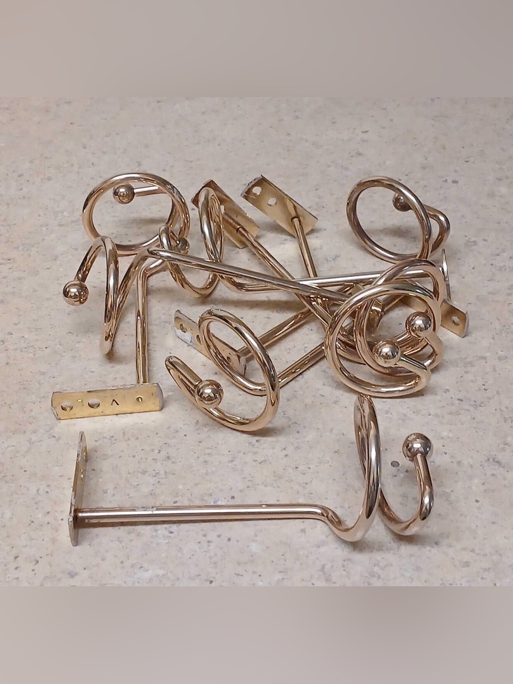 7 x vintage brass plated curtain tie backs